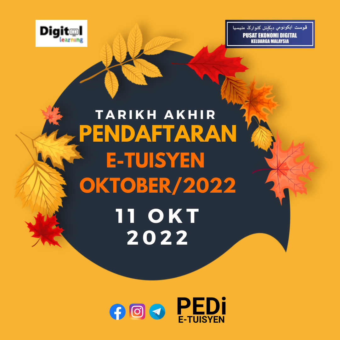 tarikh akhir E Tuisyen Oktober